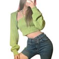 thumbnail image 2 of KOMOO Women 2 Piece Knitted Shrug and Cami Set Long Sleeve Bolero Shrug Knit Halter Tubes Crop Tops Set, 2 of 8