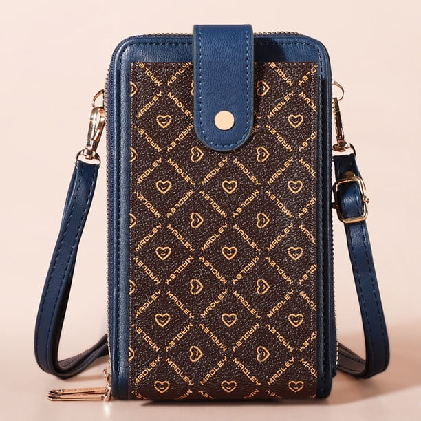 Bolsos para Teléfono con Pantalla Táctil para Mujer, Minibolsos Cruzados de Cuero para Teléfono Móvil, Cartera de Hombro con Ranuras para Tarjetas de Crédito