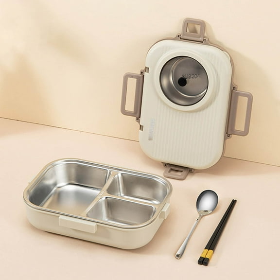 Ycandiee Bento Lunch Box, Leak Proof Bento Box, 304 Stainless Steel Portable Leakproof Lunch Food Containers Set with 3 Compartment for Adults - with Chopsticks Spoon Soup Bowl