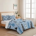 thumbnail image 5 of Quilts Twin Size Bedding Set, Light Blue Christmas Lightweight Quilted Comforter, Winter Xmas Trees Snowflakes Plaid Dots Reversible Bedspread Coverlet with Pillow Covers for All Season, 68" x 86", 5 of 9