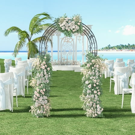 Lisicues Garden Arch Arbor Trellis, Wedding Arch Frame with Butterfly Pattern, Metal Trellis for Lawn, Patio and Backyard, Black