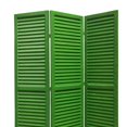thumbnail image 2 of 3 Panel Foldable Wooden Shutter Screen with Straight Legs, Green, 2 of 2