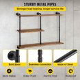 YTBW Pipe Shelves Industrial Iron Pipe Wall Mounted W/ 3Tier Wood