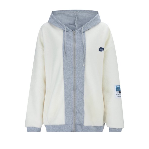 Gibobby Sudadera de mujer, Sudadera de gran tamaño para mujer, otoño e invierno, con cierre, para adolescentes, otoño, casual, con cordón y bolsillos(Blanco,M)