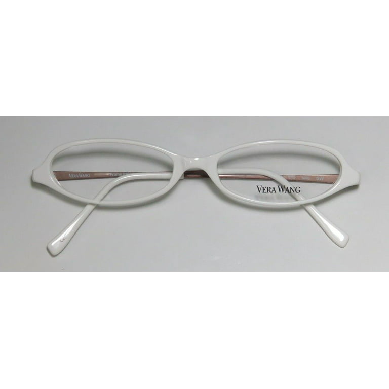 New Vera Wang V46 Womens/Ladies Cat Eye Full-Rim White / Brown Designer Sleek European Cat Eye Frame Demo Lenses 48-15-130 Eyeglasses/eye Glasses