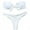 White, variant on Swimsuit Women Tummy Control Solid Bow Tie High Cut Bandeau Bikini Set Two Piece Swimwear