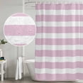 thumbnail image 4 of Polyester Fabric Pink Stripe Shower Curtain, Modern Simple Geometric White Striped Waterproof Bathtub Curtain Bathroom Decor Set with Hooks 72 x 96 Inches, 4 of 6