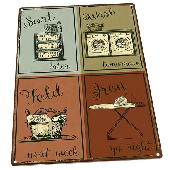 Outdoor Laundry 9"x12" Metal Sign, Wall Decor for Bath or Laundry, Guaranteed Not to Fade for 4 Years