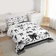 thumbnail image 3 of Feelyou Cartoon Bow-tie Print Bedding Comforter Set, Fashion Black Bowknot Twin Comforter Sets, Watercolor Love Heart Reversible Bedding Set, Ultra Soft Bedroom Decor, 2 Pieces, 3 of 8