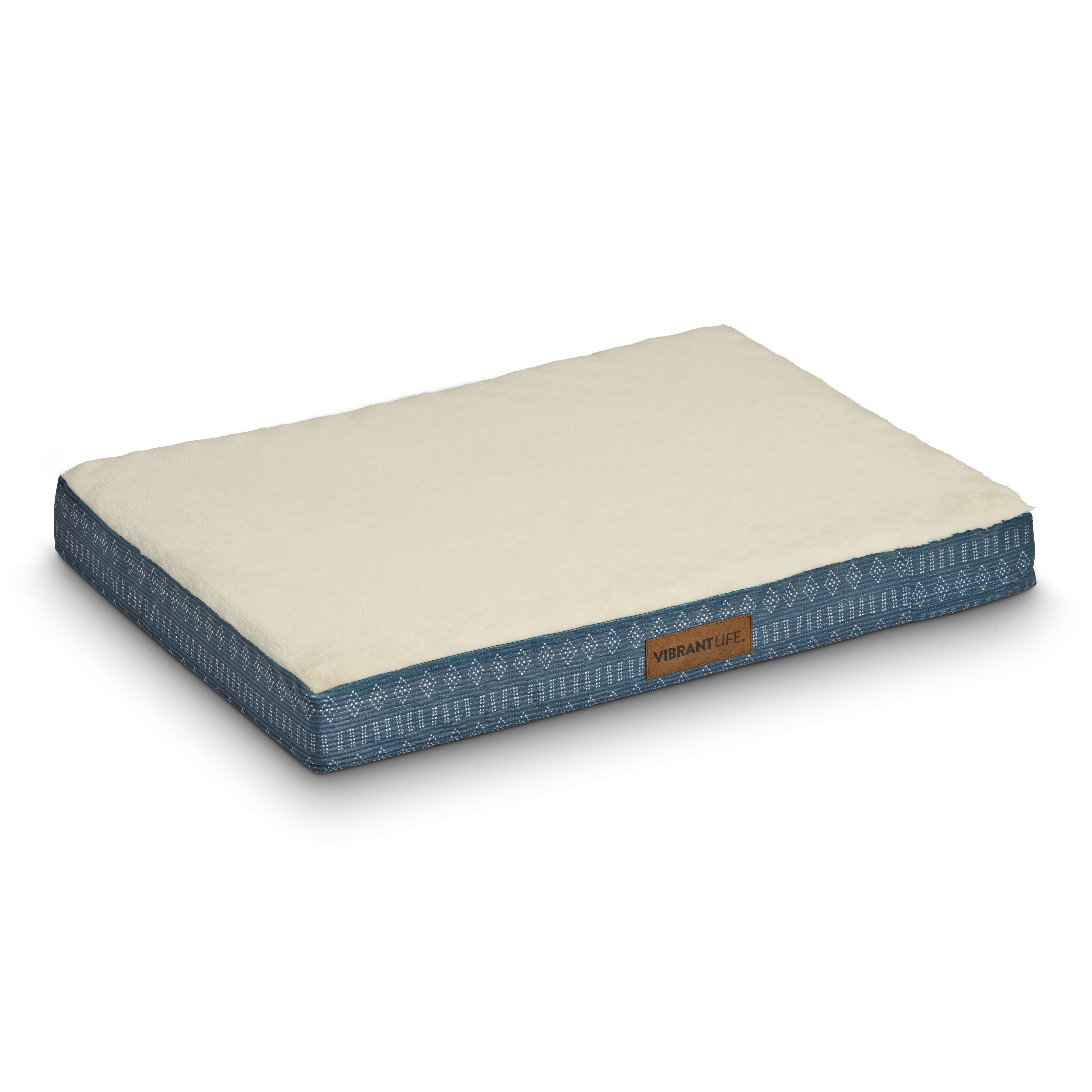 Vibrant Life Medium Orthopedic Foam Dog Bed for Medium Breeds, Medium, 28" x 20", Blue
