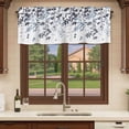 thumbnail image 6 of 2 Pack Navy Blue Leaves Valances for Windows Bedroom Living Room Window Treatments, Summer Botanical Rod Pocket Valance Drapes Short Kitchen Curtains Over Sink 42"x12", 6 of 8