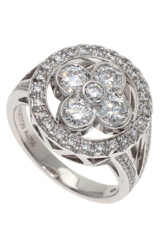 Pre-Owned Louis Vuitton Bague Blossom GM Diamond Ring #50, 18K White Gold, Women's.