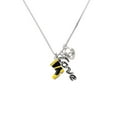 thumbnail image 2 of Delight Jewelry Silvertone Black and Yellow Firefighter Boot - Love and Lock Charm Necklace, 18"+1", 2 of 4