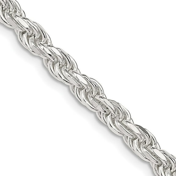 Primal Silver Sterling Silver 4.75mm Diamond-cut Rope Chain