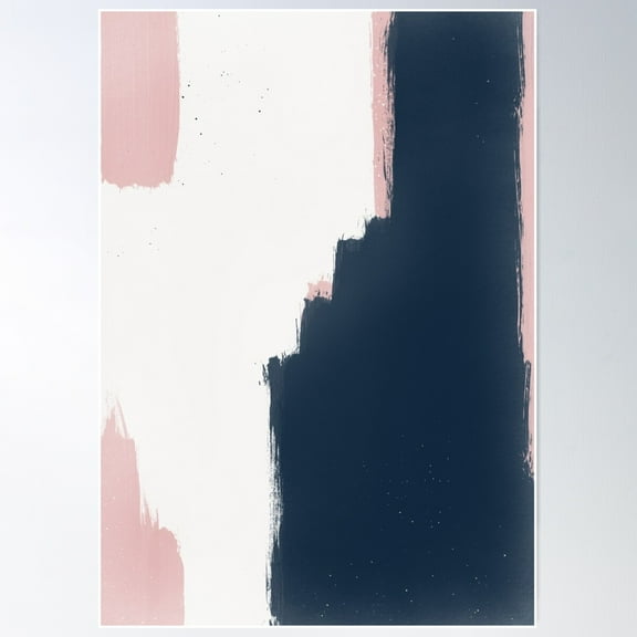 Minimal Abstract Art In Blush Pink And Navy Blue Poster Wall Art, Modern Wall Decor For Living Room Bedroom, 8x12 UNFRAMED