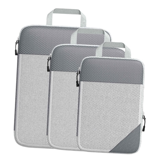 Juego de 3 cubos de embalaje organizadores de viaje bolsas organizadoras de maletas para mujeres y Gris