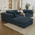 thumbnail image 5 of Muumblus 118" Oversized Modular Sectional Sofa with Movable Ottoman, L-Shaped Deep Seat Corduroy Cloud Couch, No Assembly Boneless Couches for Living Room, Blue, 5 of 8