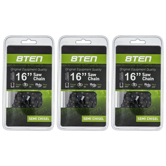 8TEN Chainsaw Chain 16 inch .050 .325 66 DL for Echo Husqvarna 3 Pack 810-CCC2247H