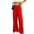 thumbnail image 2 of Women'S Wide Leg Loose Sweatpants Low Rise Y2k Drawstring Workout Sports Pants Red S, 2 of 10