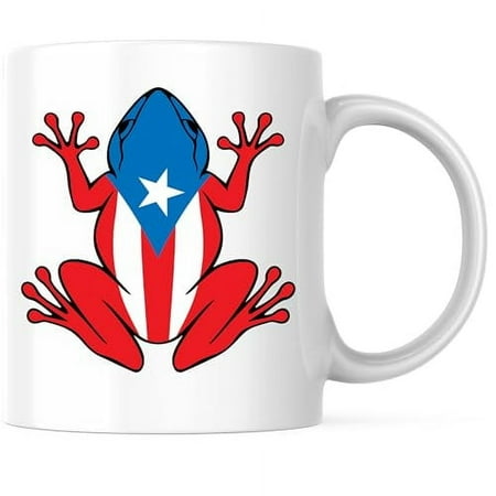 

Puerto Rico Flag Frog Coffee Mug - Coqui Frog - Puerto Rican Pride - Boricua Forever - 11 Ounce Coffee Mug - Printed On Both Sides - Microwave & Dishwasher Safe - White Handle & Interior - BMCM00799