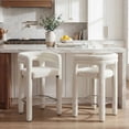 thumbnail image 4 of Dayalane 26" Counter Height Bar Stools Set of 2, Modern Sherpa Barrel Barstools with Back and Armrests, Stainless Steel Footrest for Kitchen Island, White, 4 of 11