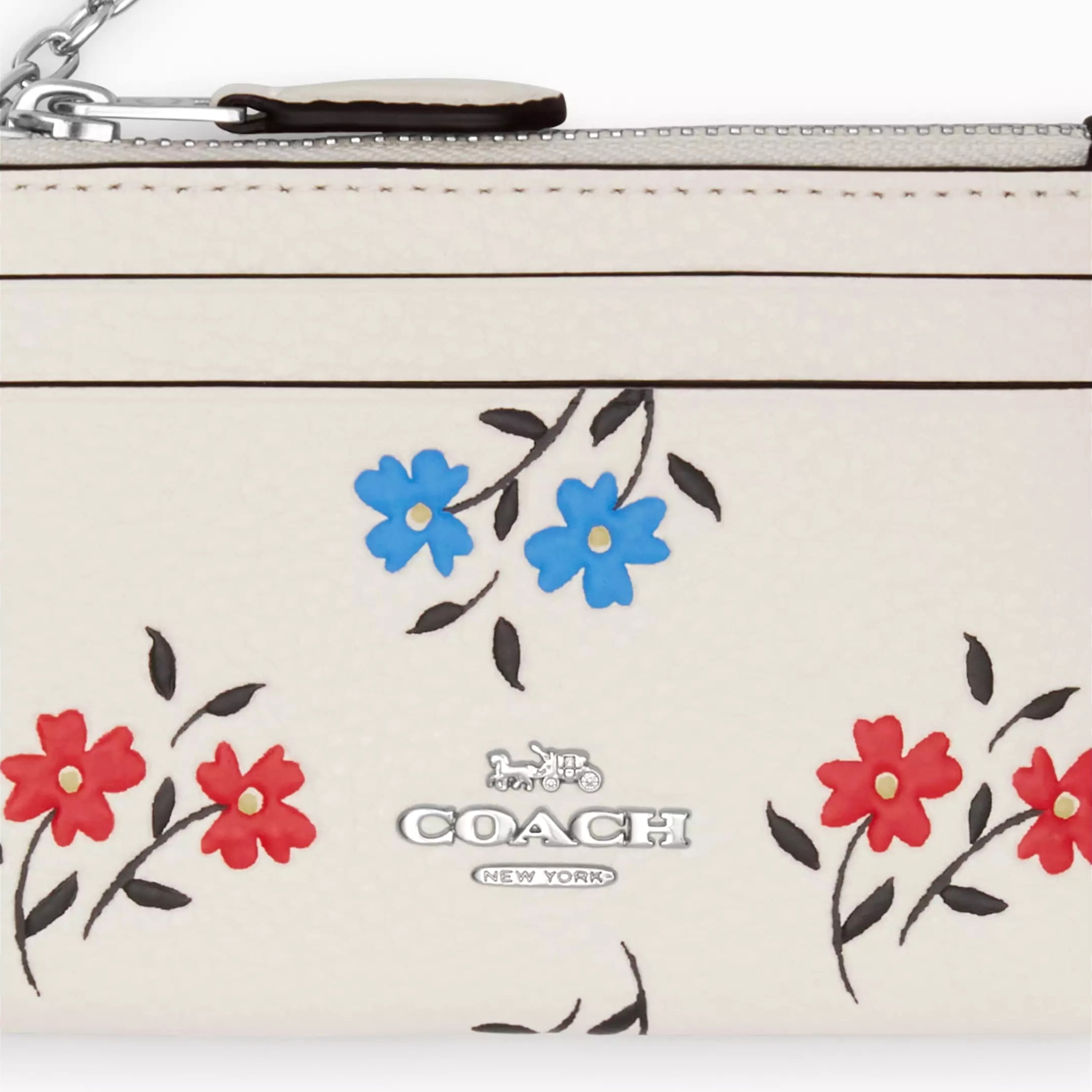 Coach Women's Mini Skinny Top Zip Id Card Case with Floral Coach Women's Mini Skinny Top Zip Id Card Case with Floral