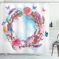 thumbnail image 1 of Ambesonne Flower Shower Curtain, Floral Wreath Feathers, 69"Wx75"L, Multicolor, 1 of 3