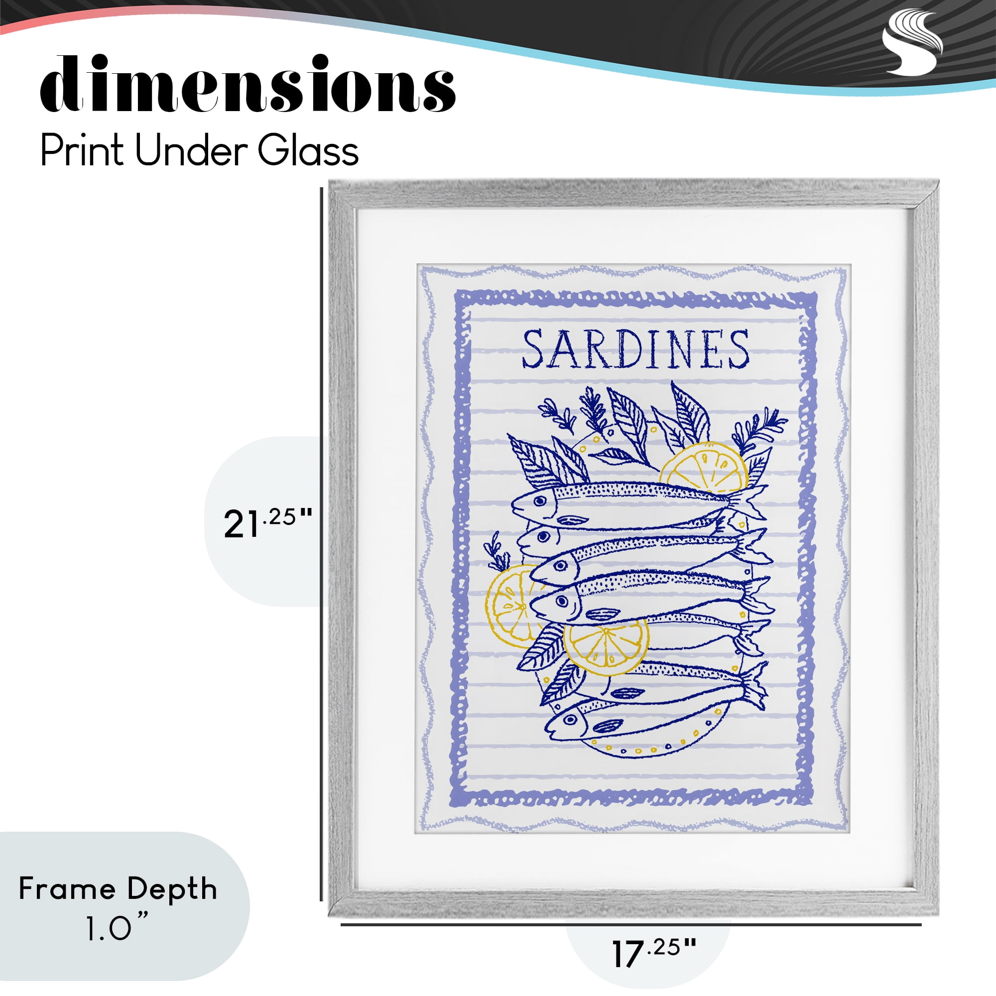 Stupell Industries Sardines Pile with Lemons Gray Framed Print Under Glass, design by Creative Studio