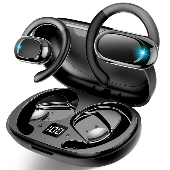 Open Ear Earbuds, Bluetooth 5.4 Headphones, HD Stereo Bass Wireless Earphones with Earhooks, 58Hrs Playtime, IP7 Waterproof for Fitness, Cycling, Sports
