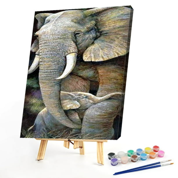 Elefante mamá e hijo pintura al óleo por números Kits lienzo DIY cuadro pintado a mano Likrtyny decoración de arte