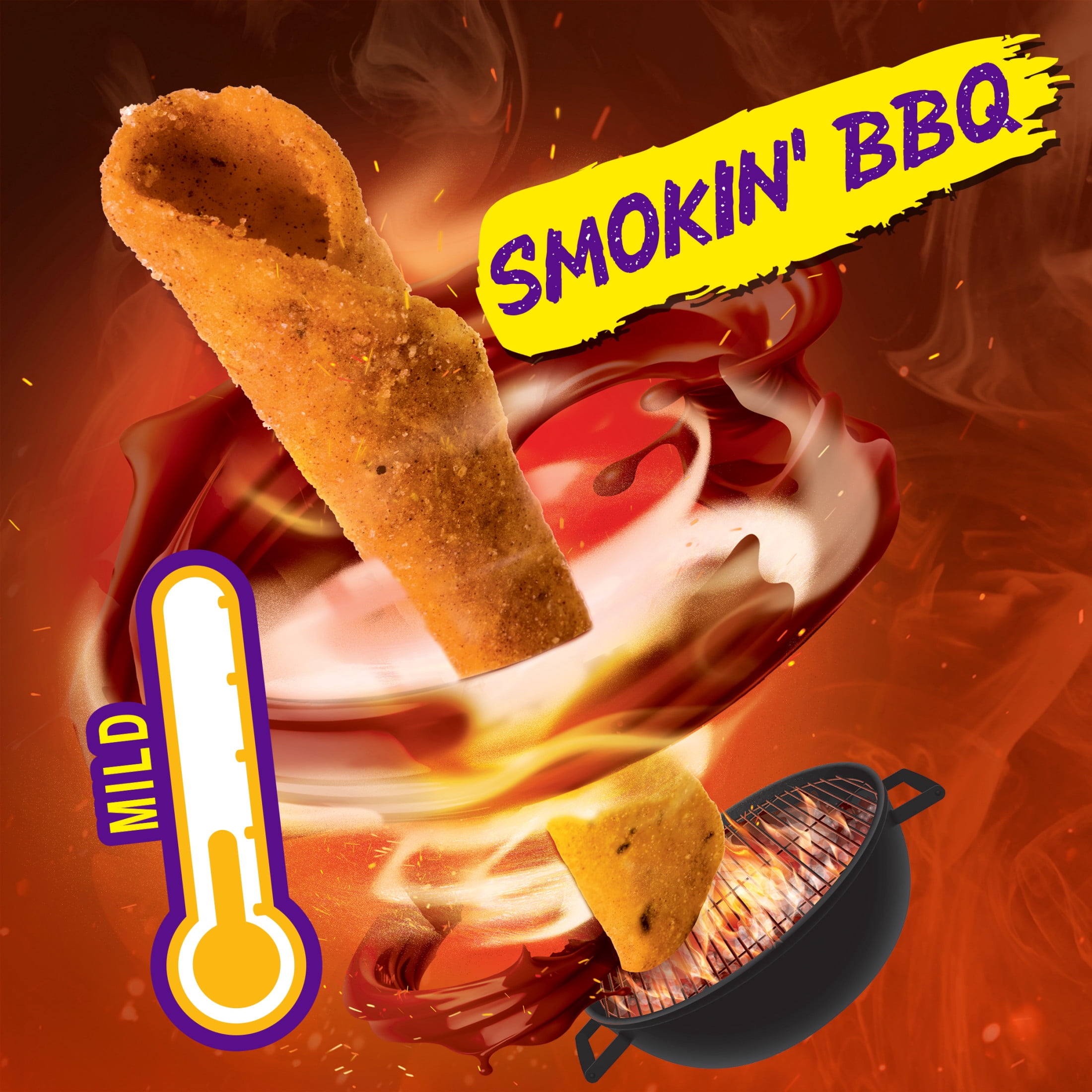 Takis Smokin' BBQ 9.9 oz Sharing Size Bag, Barbecue Baby Back Ribs Rolled Tortilla Chips