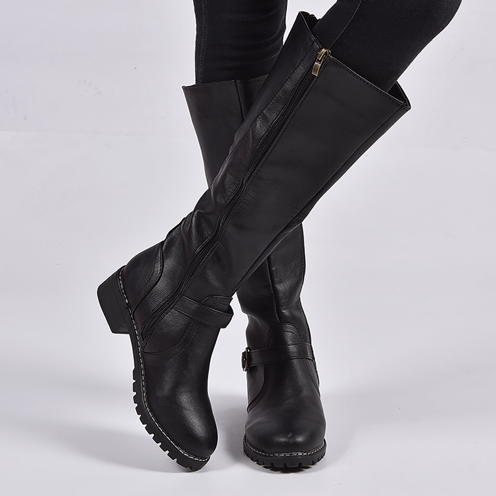 Buy boots for women Winter Warm Womens Rivets Zipper Hoof Heels