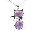 thumbnail image 1 of Colliers Pendentifs en Pierre Naturelle pour Femmes Perles en Forme de Chat Chaîne Bijoux, 1 of 6