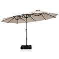 thumbnail image 2 of Costway 8.1' Beige Market Patio Umbrellas, Crank Lift, 2 of 9