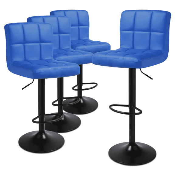 MoNiBloom Swivel Counter Height Bar Stool Set of 4, Adjustable Modern Barstools Faux Leather, for Kitchen Dinner, Blue