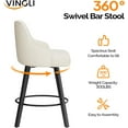 thumbnail image 4 of VINGLI 26" H Swivel Barstools Set of 2, PU Leather Upholstered Counter Stool with Back, Kitchen High Chairs Counter Height Bar stools with Cushion, Solid Wood Legs, Black, 4 of 14