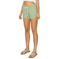 thumbnail image 2 of Cali1850 Women's Casual Linen Shorts - Drawstring Smocked Waist Oceanside Lounge Beach Printed Pants with Pockets, 2 of 7