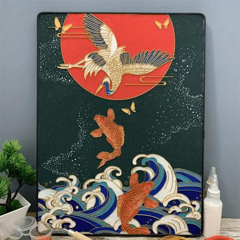 Cloisonne Filigree Enamel Paint by Numbers Kit, All in One with Tools, DIY Craft, Starter Set for Adults and Beginners, Easy Instructions, Hobby for Adults Teens Elderly Handmade Home Decor Gifts