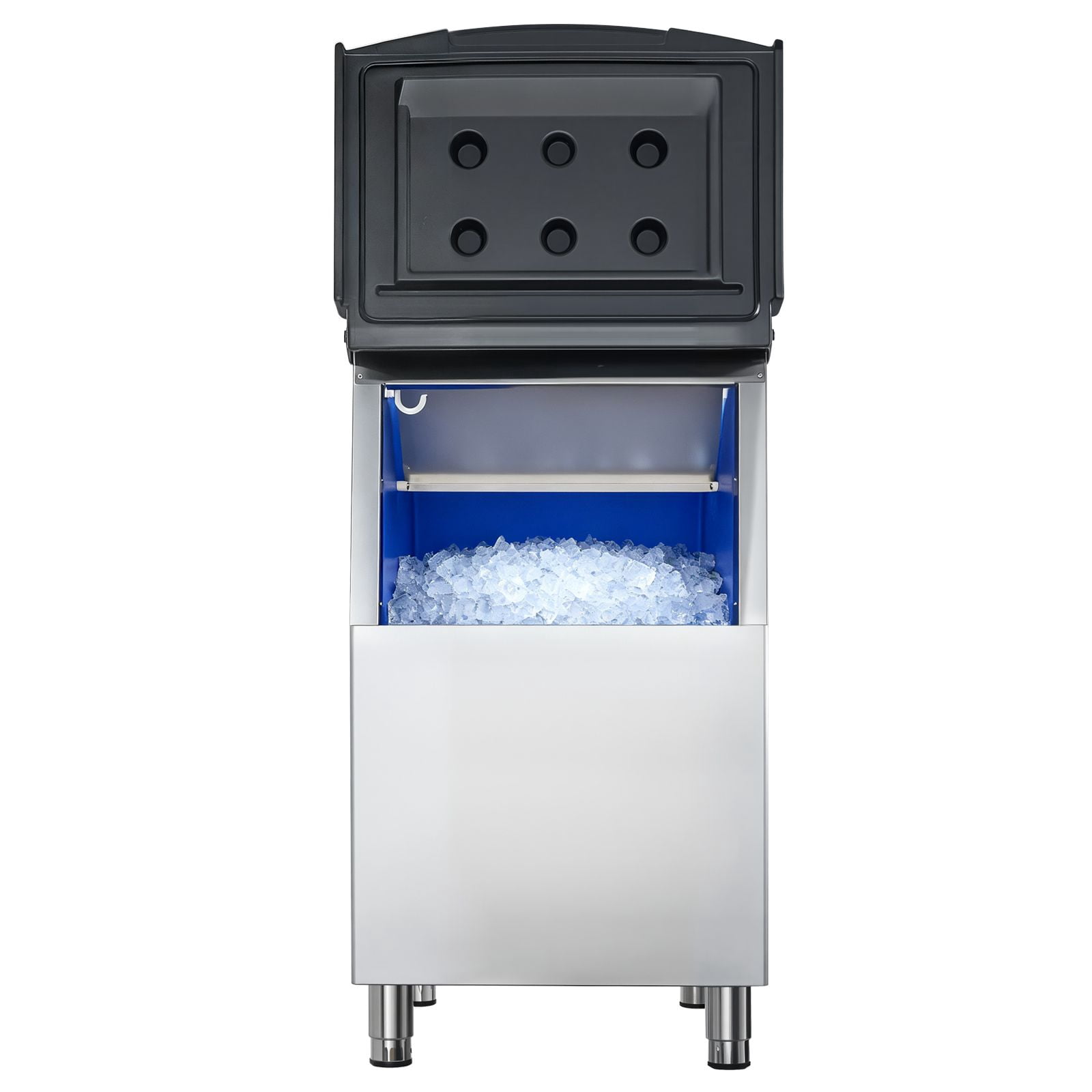 Dranite Commercial Stainless Steel Ice Storage Bin with Lid, 250 lb Capacity, for Ice Maker Machine, Durable Rolling Ice Bin for Restaurant, Bar, Kitchen Use