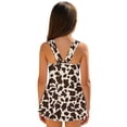 thumbnail image 3 of Yuyamidu Girls One Piece Swimsuit Brown Cow Sleeveless Swim Dress Hawaiian Beach Swimwear Kids Teens Beach Bathing Suits with Skirt, 3 of 7