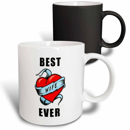 3dRose Best. Wife. Ever. Tattoo Heart Design - Magic Transforming Mug, (Best Small Tattoo Designs For Arms)