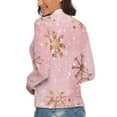 thumbnail image 3 of Snow Flake Christmas Women's Turtleneck Sweater Long Sleeve Ribbed Fitted Turtle Neck Casual Fall Winter Collection Top M, 3 of 4