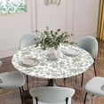 thumbnail image 5 of Sage Green Flower Round Tablecloth for 45-54 Inch Tables,Fitted Table Cover with Elastic Edge,Vintage Farmhouse Boho Leaf Spring Waterproof Outdoor Table Cloth Protector for Patio Garden Dinner, 5 of 9
