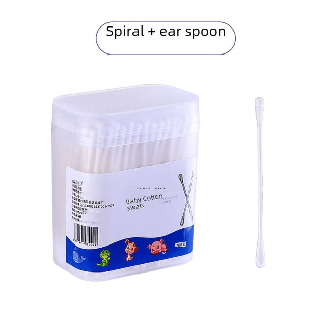Hisopos de algodón para bebés, 200 unidades, en caja, hisopos de algodón pequeños para niños, hisopos de algodón desechables ultrafinos de doble punta para niños, hisopos de algodón de cabeza pequeña