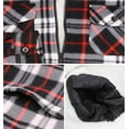 thumbnail image 2 of Men's Casual Soft Warm Fleece Sherpa Lined Plaid Pattern Zip Up Hoodie Jacket (White/Red, 5XL), 2 of 3