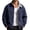 Navy, variant on Men's Harrington Casual Jacket Full Zip Stand Collar Bomber Jacket, Plaid Lining Lightweight Outerwear with Zip Pockets for Fall Spring Casual Wear Black XL