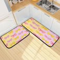 thumbnail image 7 of 2-Piece Kitchen Rugs Set Non-Slip Mats Carpet Floor for Kitchen, Bathroom (19.7"x27.6" & 19.7"x47.2") Yellow and Pink Bows, 7 of 7