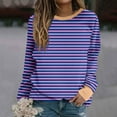 thumbnail image 2 of Oalirro Cute Long Sleeve Tops for Women Striped Print Round Neck Tops for Women 2024 Fall and Winter Beige Shirt, 2 of 5