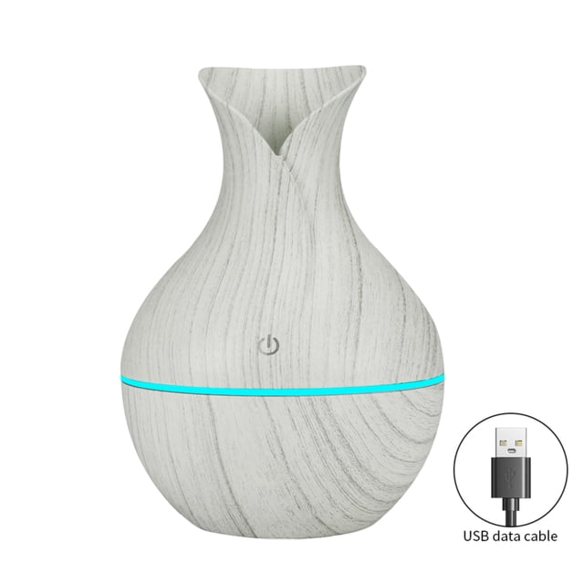 Humidificador USB difusor de aceite esencial de grano de madera eléctrico atomizador de aire de niebla de jarrón rociador LED para coche de oficina en casa Methold HA003635-00