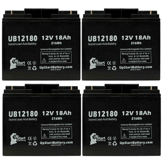 4x Pack - Compatible Chloride / Oneac ONXBCU-417 EXTERNAL BATTERY PACK Battery - Replacement UB12180 Universal Sealed Lead Acid Battery (12V, 18Ah, 18000mAh, T4 Terminal, AGM, SLA)